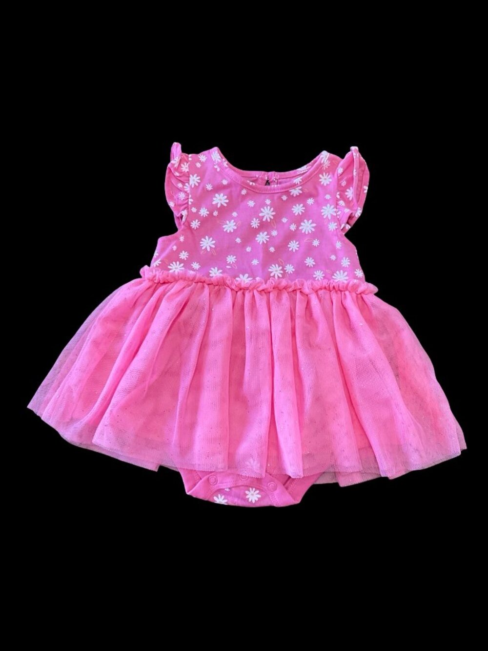 👣 5/$25  - Pink/White Daisy Print Onesie w/ Sparkle Tutu
